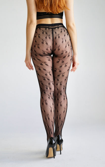Cherry Noir Sheer Lace Lingerie Tights
