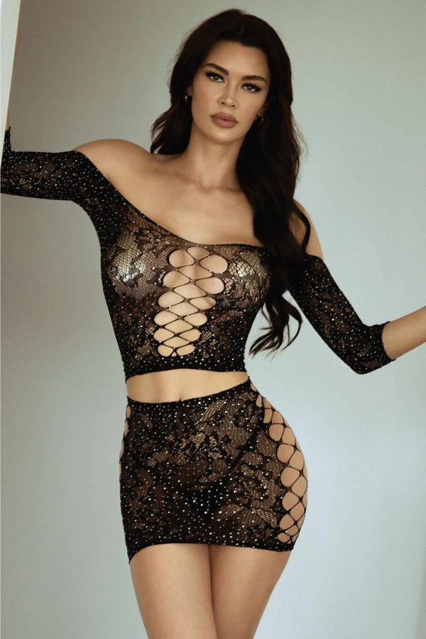 Aurora Rhinestone Skirt Set